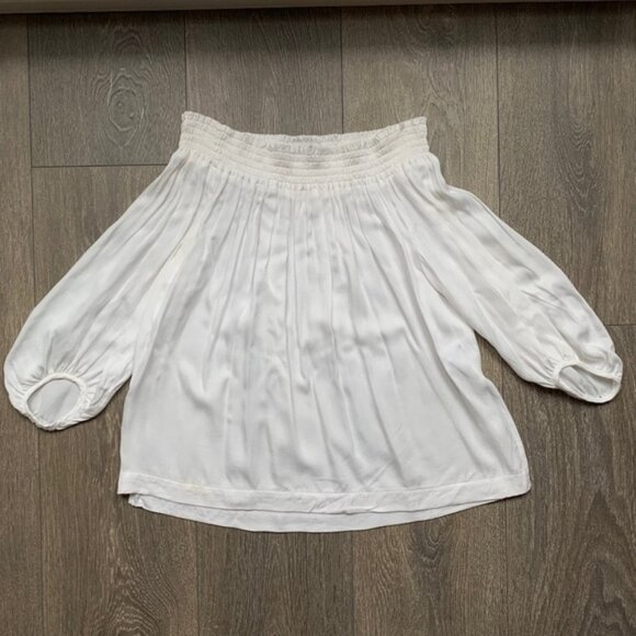 Aritzia Babaton Blouse Off The Shoulders 3/4 Length Sleeve White Size XS - Picture 4 of 15